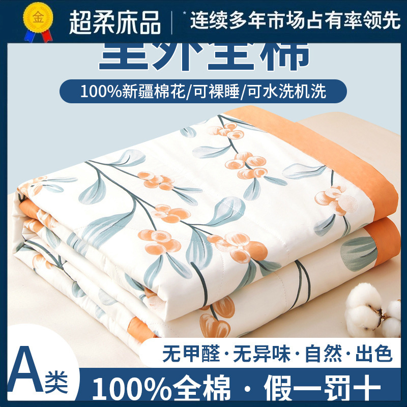 Cotton Summer Cool Quilt Cotton Cotton Air-conditioning Quilt Washable Single Double Machine Washable Children's Dormitory Thin Quilt Wholesale