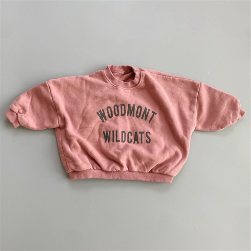 Picture of Korean Style Children's Winter New Top for Boys and Girls Korean Style Simple Letter Printed Fleece Round Neck Casual Sweater t