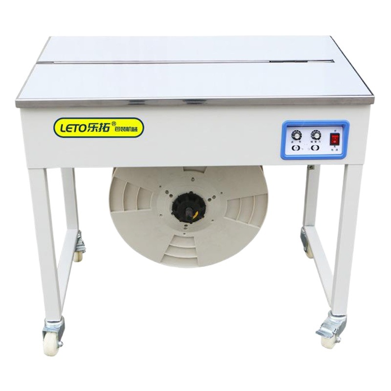 Letuo Brand Dual-Motor Strapping Machine for Packing Boxes, Wooden Frames, Furniture, High Platform Version with Stainless Steel Tabletop
