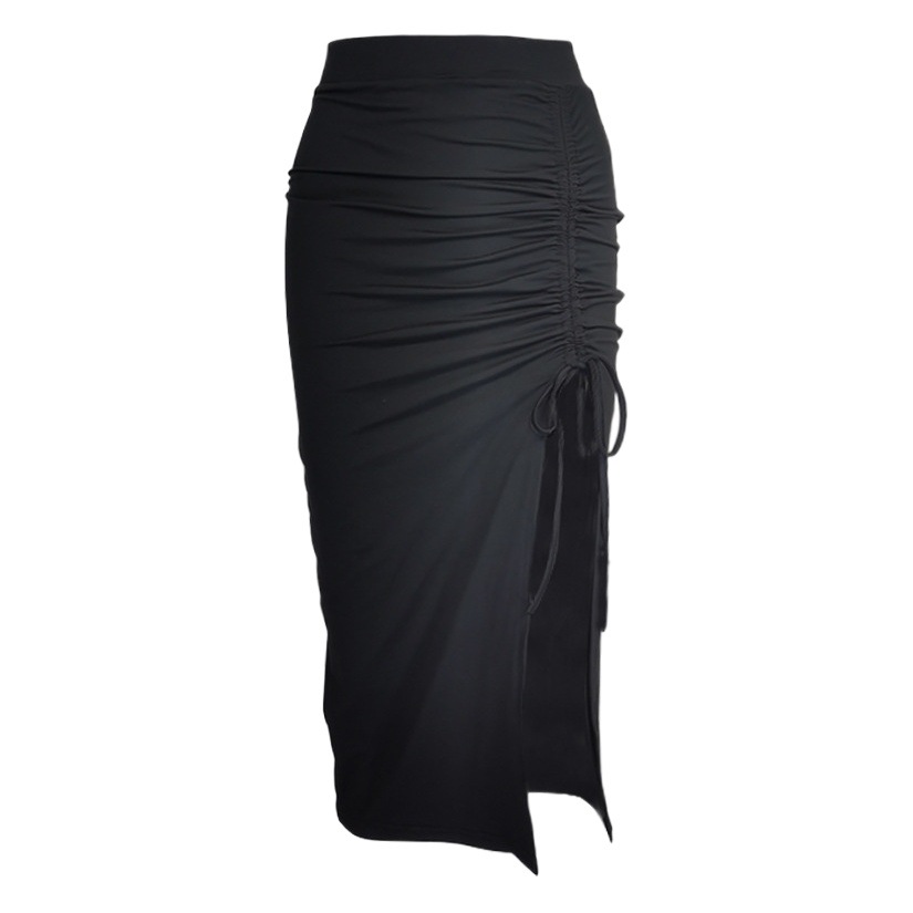 2025 New Summer Amazon European and American Style Women's Skirt Cross-Border Pure Color High Waist Slimming Look Skirt for Small People