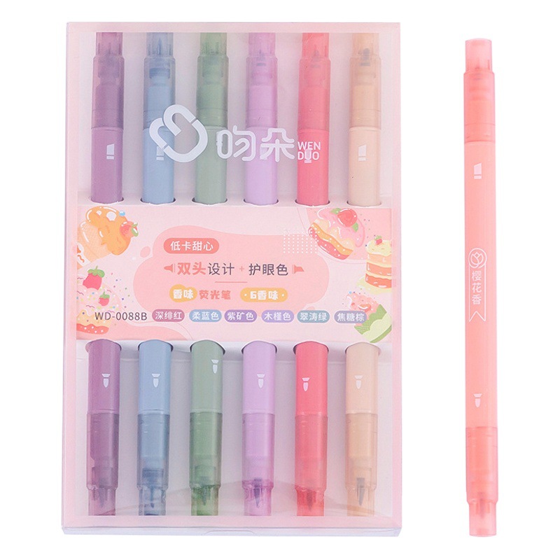 Morandi eye protection highlighter double-headed student painting key Journal color marker with macaron color mark