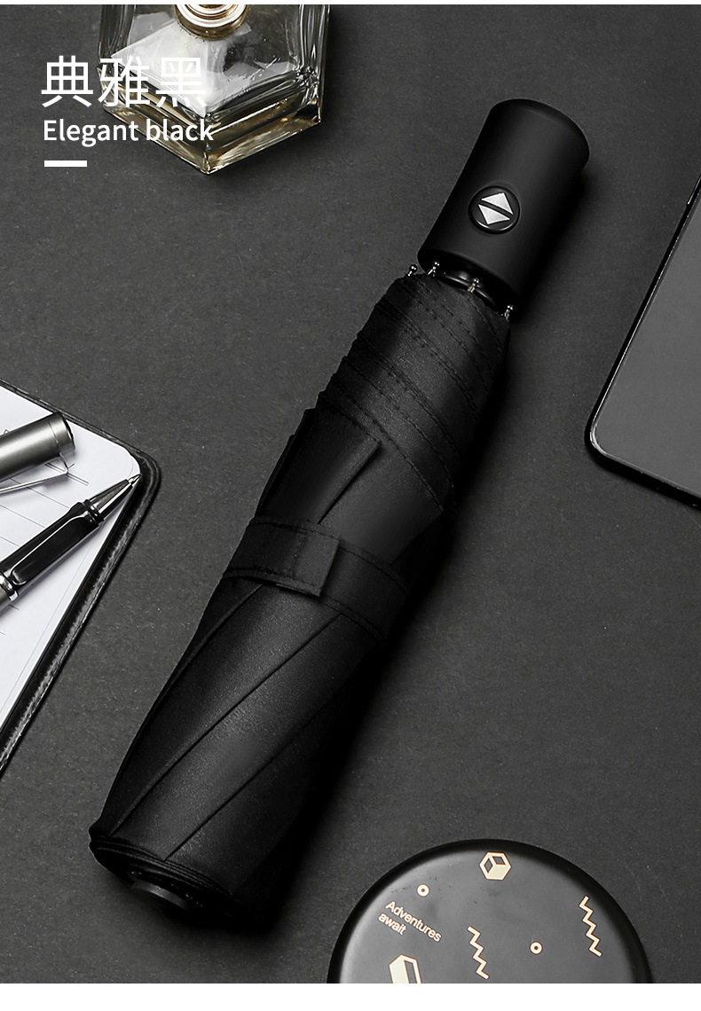 Picture of Full automatic three fold umbrella folding umbrella wholesale black rubber sunscreen sunshade umbrella gift umbrella logo advertising umbrella custom