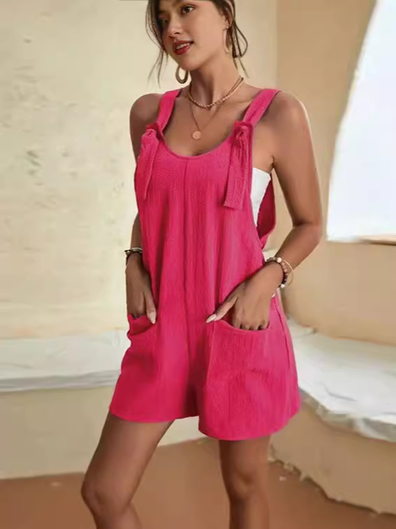 Cross-border 2023 European and American Clothing Amazon Summer Casual Fashion Suspender Shorts Jumpsuit Overalls for Women