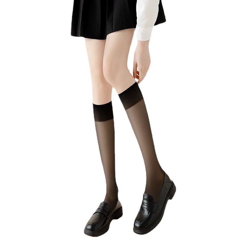 Summer Calf Socks over the Knee Socks Jk Uniform Mid-Calf Black Stockings High Transparency Female Students Over-The-Knee Stockings Short Stockings for Women