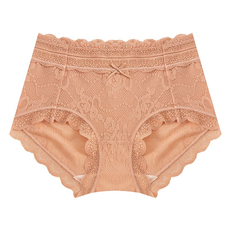 Lace underwear women's mulberry silk crotch mid-waist sexy breathable sheath seamless summer thin girls' shorts