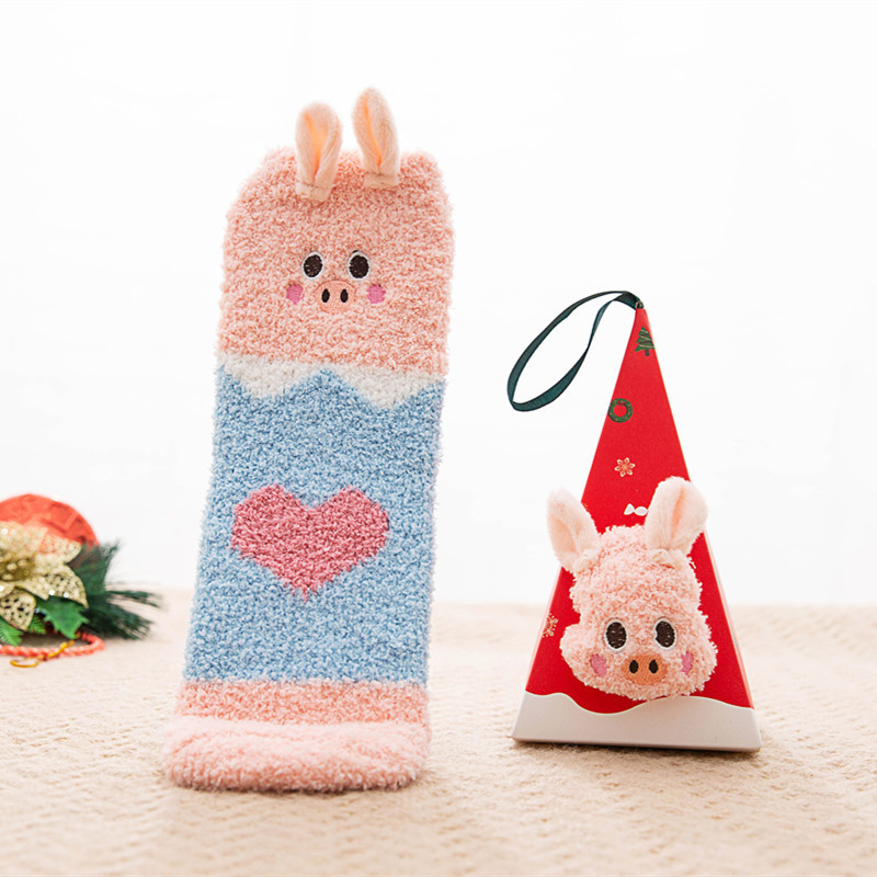 Picture of Japanese Style Three-Dimensional Cartoon Floor Socks Sleep Socks Coral Fleece Socks Women's Winter Towel Socks Thickened Warm Plush