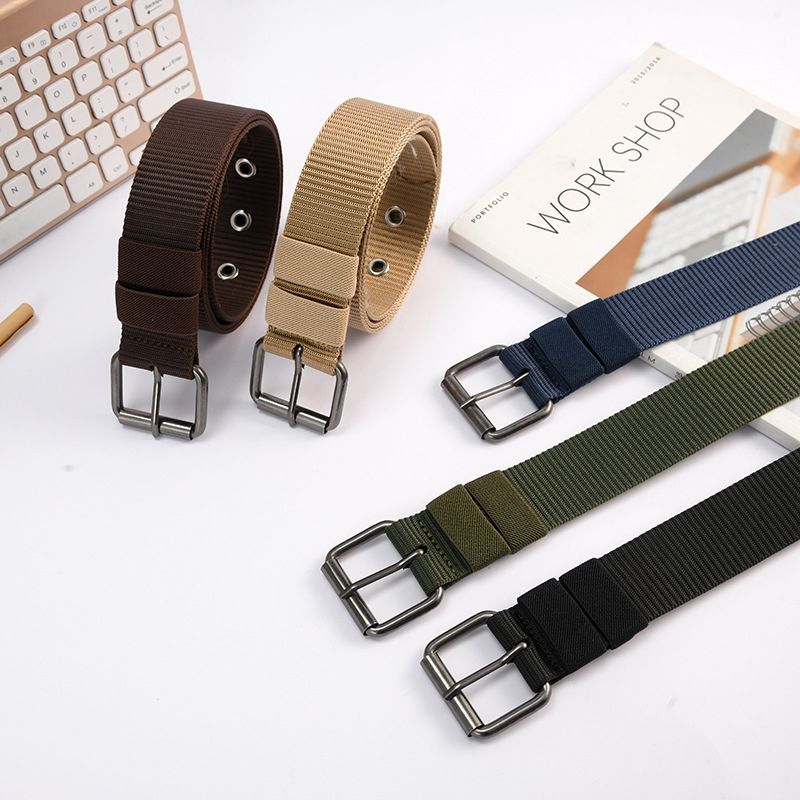 Porous Canvas Belt Men's All-match Jeans Pin Buckle Belt Student Youth Korean-style All-match Long Cloth Belt Women