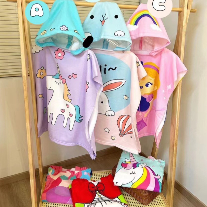 Picture of Cute Cartoon Children's Bath Towel Cloak Soft Skin-friendly Hair-free Bath Water Absorbent Quick-drying Wearing Baby Bath Towel