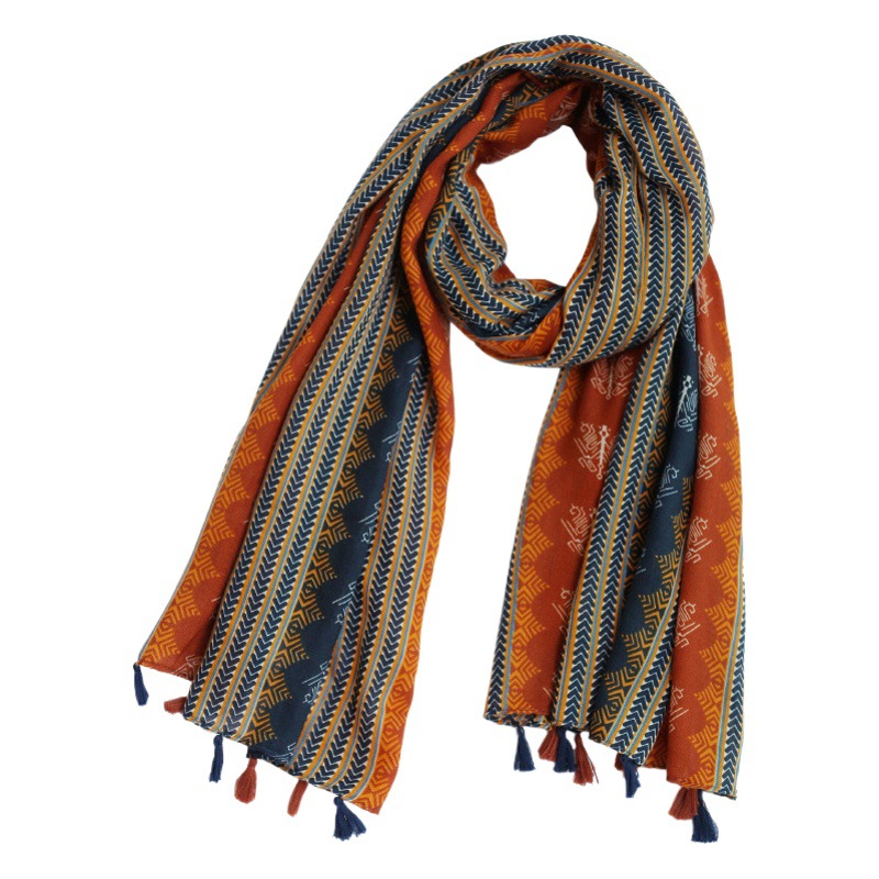 Yunnan Xinjiang Xizang Tourism Cotton Linen Silk Scarf Women's Summer Thin Dress Artistic Ethnic Style Sunscreen Shawl Autumn