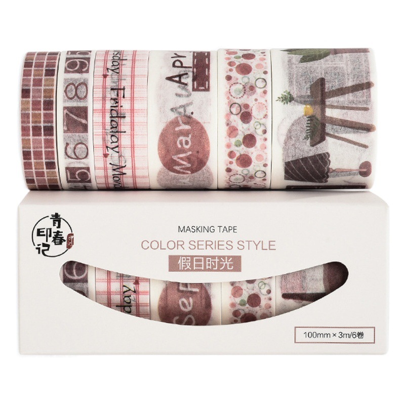 Cartoon Small Fresh Handbag and Paper Tape Club Sticker DIY Handmade Landscaping Sticker Girl Text Tape