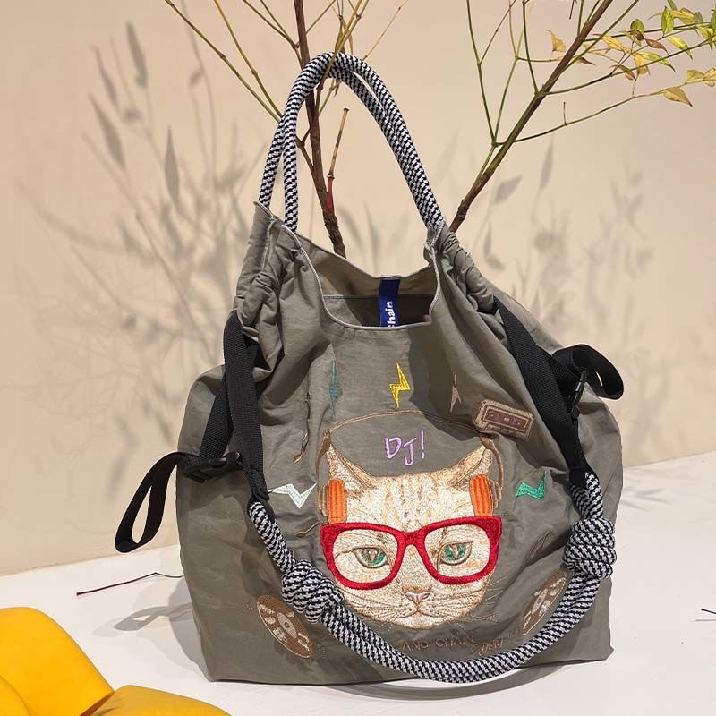Picture of Japanese homemade ball chain eco-friendly shopping bag nylon embroidered hand canvas bag nylon shopping bag