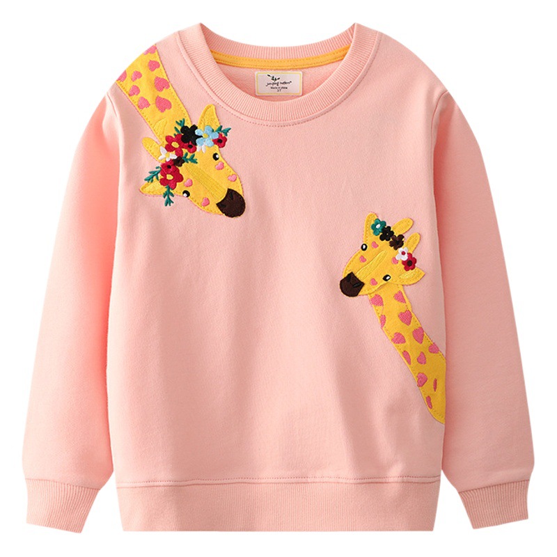2025 Spring and Autumn New Children's Sweaters Cotton Girls' Bottoming Shirts Cartoon Round Neck Tops Manufacturer Distribution