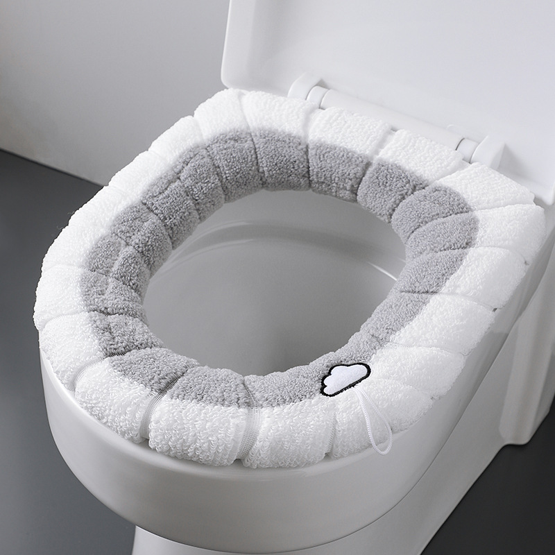 Thickened Plush O-shaped Toilet Cushion Nordic Universal Toilet Cushion Cover Toilet Cushion fleece-lined Toilet Cover