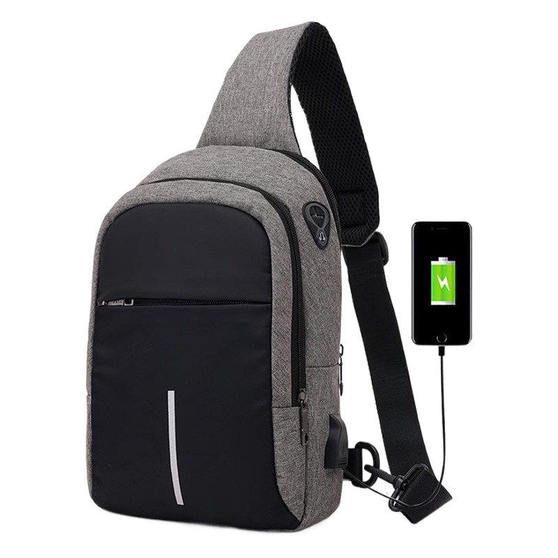 Crossbody chest Bag Men's USB charging backpack shoulder chest bag leisure travel waterproof commuter small backpack
