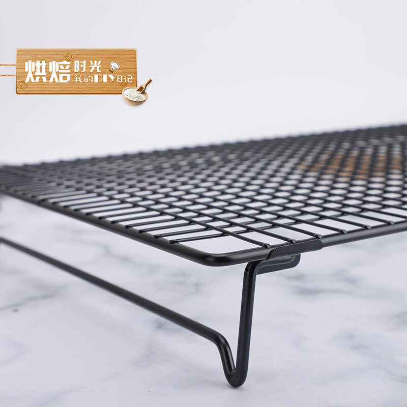 Picture of Baking Tools with Folding Leg Cake Inverted Cold Rack Bread Moon Cake Cooling Rack Non-stick Black Barbecue Net