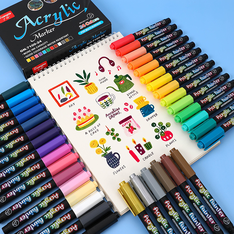 Picture of Guangna 7100 Acrylic Marker 60/100 Color Soft Hair Color Album DIY Painting Hand-painted Graffiti Marker