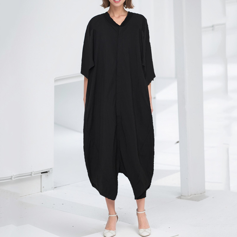Cross-border Summer New Design Sense Short-sleeved Dark Style Distinctive Flying Squirrel Style Loose Casual Pants for Women