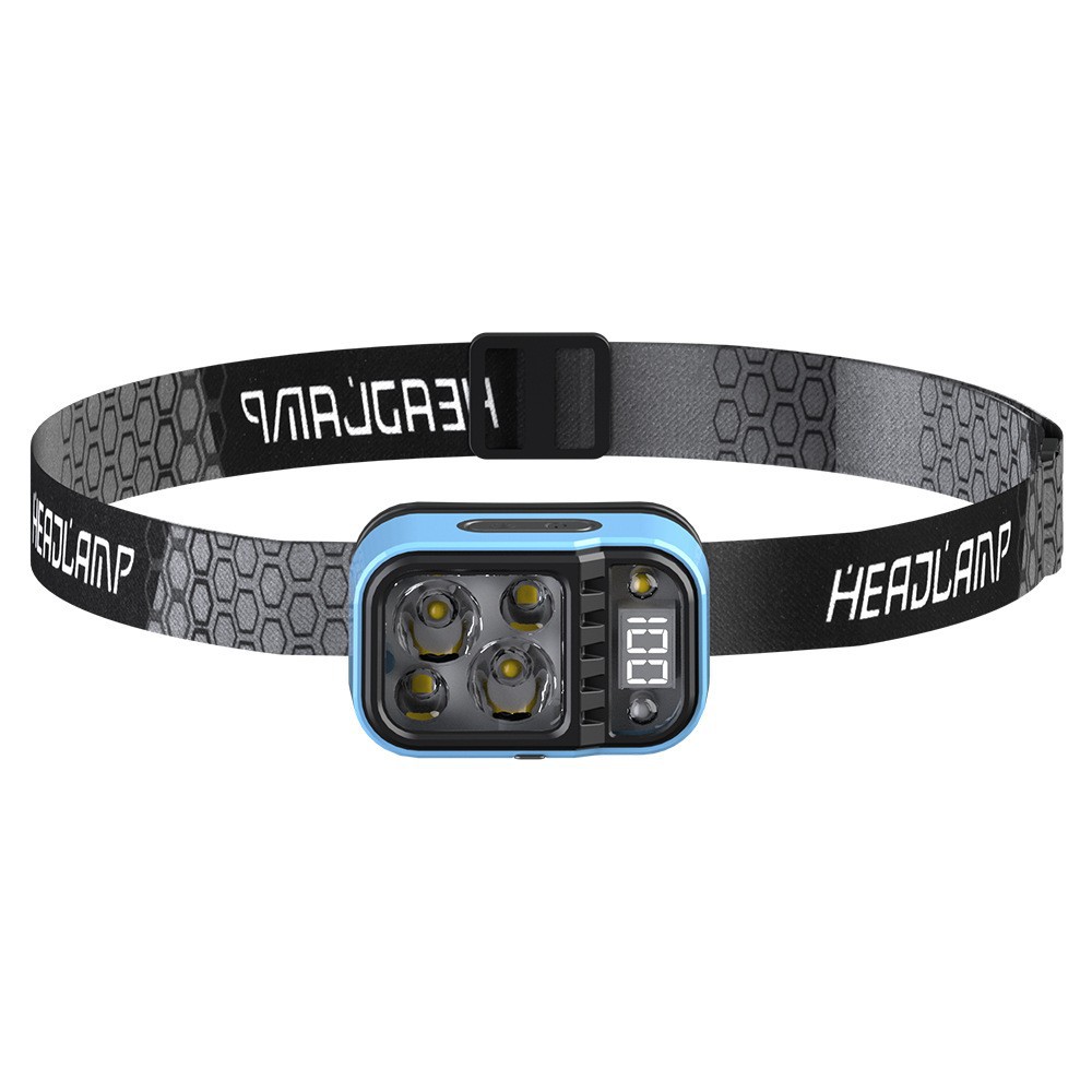 Picture of Cross-border new three-light source LED intelligent induction charging headlight outdoor riding running fishing portable small headlight