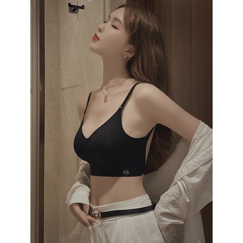 U-shaped back underwear women's small chest gathered 2023 new with chest pad outer wear vest one-piece seamless backless