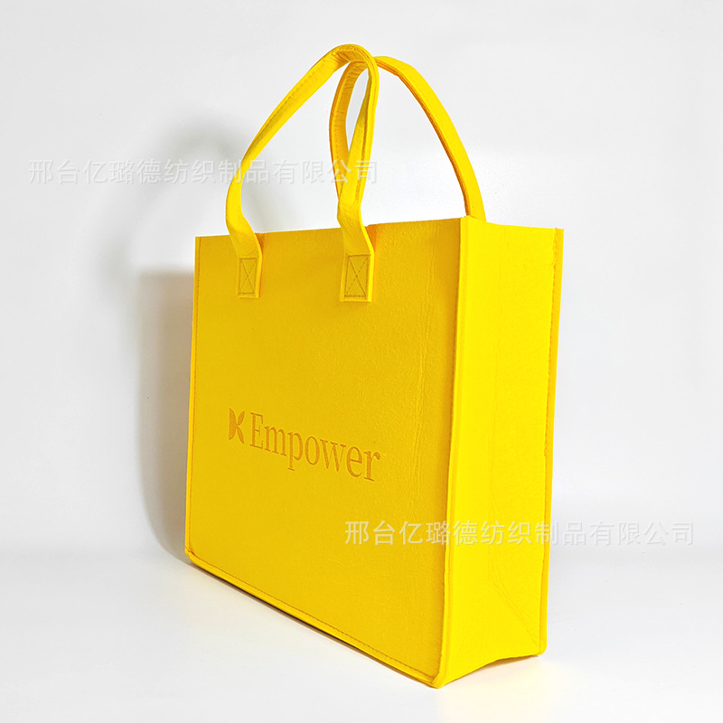 Picture of Solid Color Printed Felt Bag, Simple and Fashionable Felt Handbag, Student Tutoring Bag, Shopping Bag, High-End Tote Bag