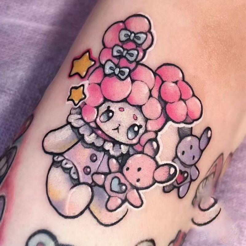 Picture of Diablo Tattoo Sticker Women's Waterproof Lasting European and American Violence Lori ins Cute Cartoon Flower Arm Non-Reflective Anti-Han