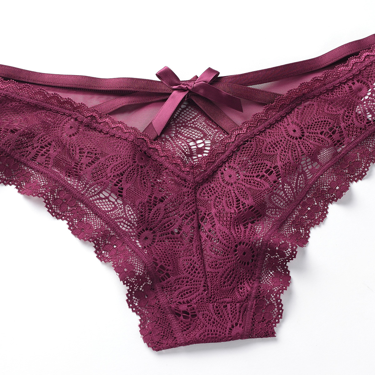 Picture of French Style Sexy Bow Romantic Lace Ultra-thin Breathable Comfortable Women's Low Waist Briefs