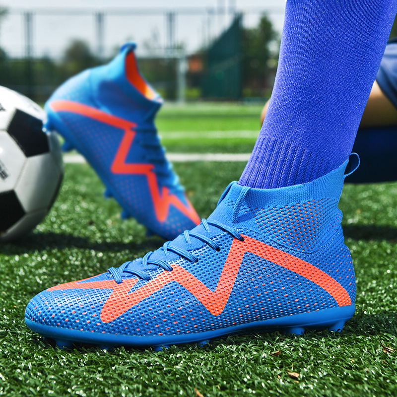 Cross-border new football shoes men's high-top youth student competition long spikes artificial ground long broken nails football shoes