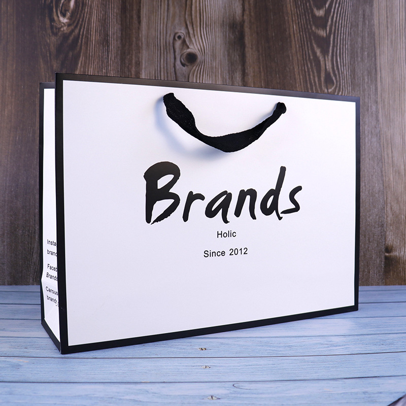 Universal shoulder hanging clothing handbag white cardboard bag birthday shopping bag children gift bag gift bag printed logo