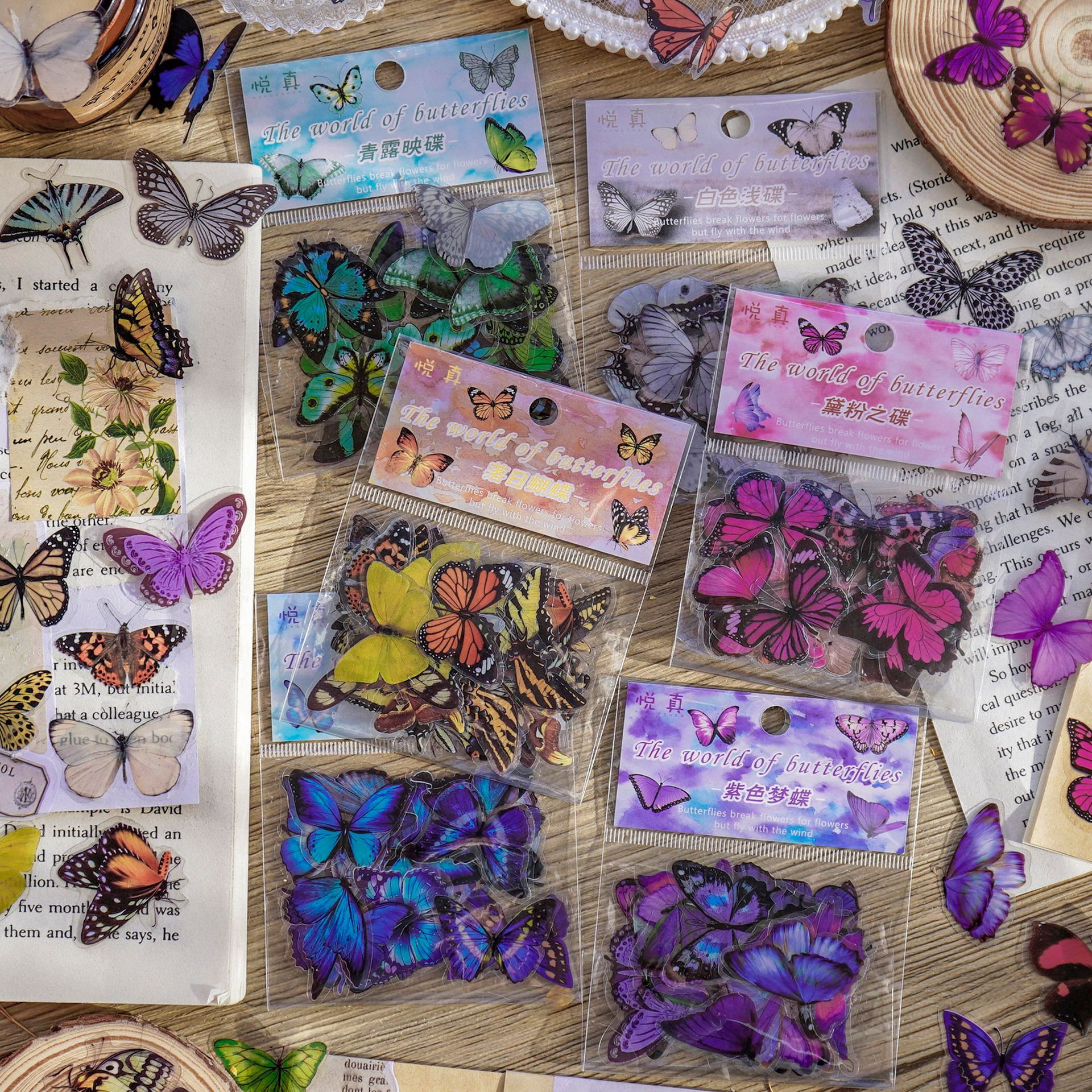 Butterfly Garden Series Hand Account Waterproof pvc Sticker Water Cup Sticker Mobile Phone Shell Decorative Cute Butterfly Small Sticker