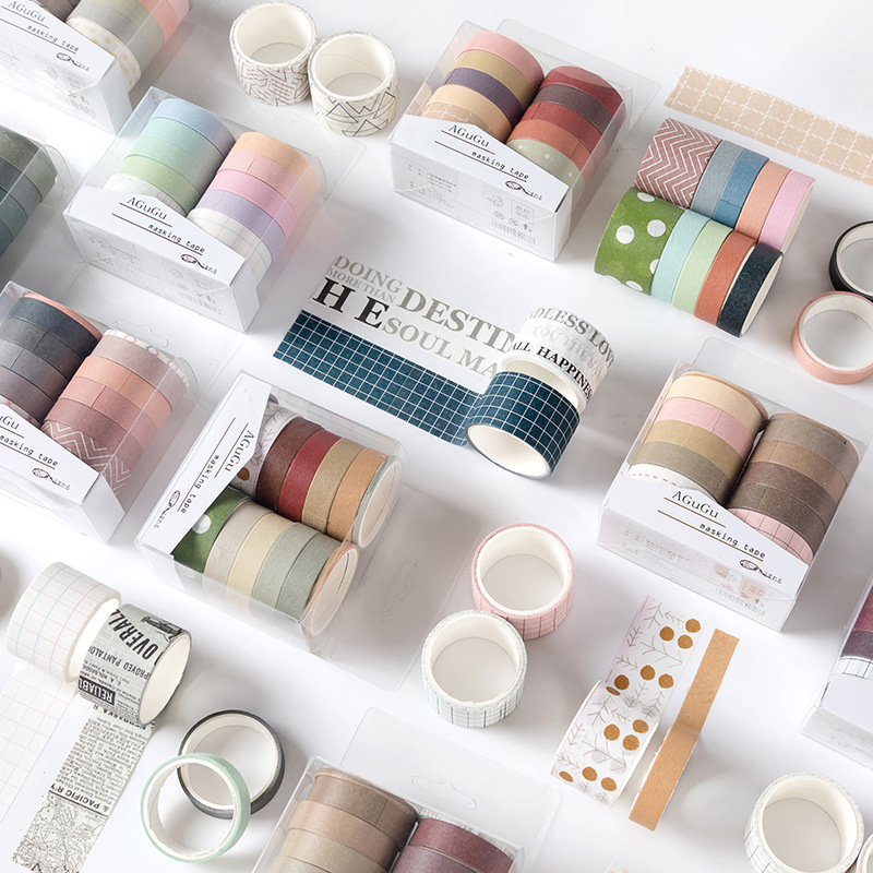 Picture of Agugu Sweet Dream Washi Tape Ins Sticker Pure Color Basic Hand Account Material Set Hand Account Tape