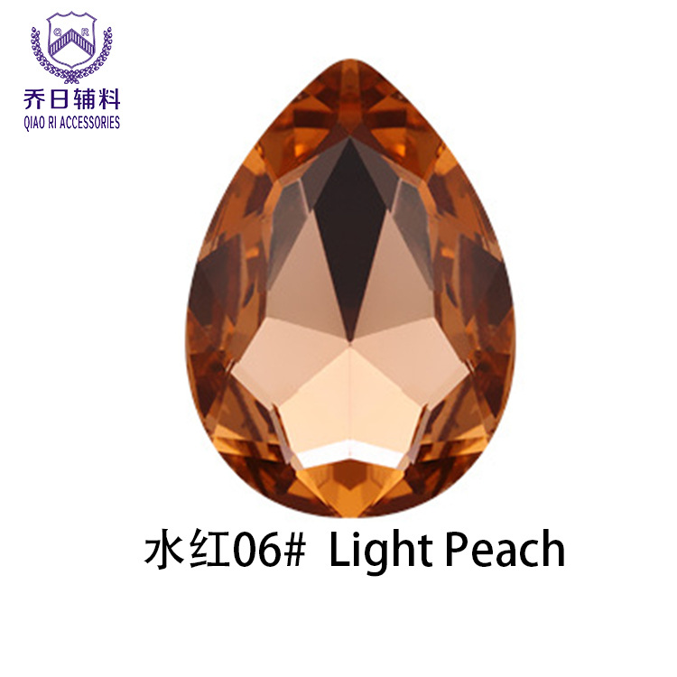 Picture of Factory wholesale 18*25 water drop double hole glass wedding dress diamond diy hair accessories shoes accessories beads in stock