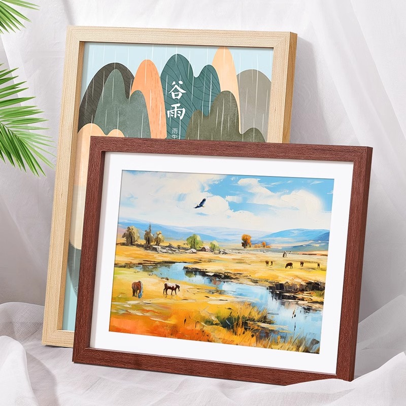 Picture of Wooden photo frame hanging wall a3A4 picture frame mounted self-mounted children's sketch oil painting display frame puzzle frame wholesale