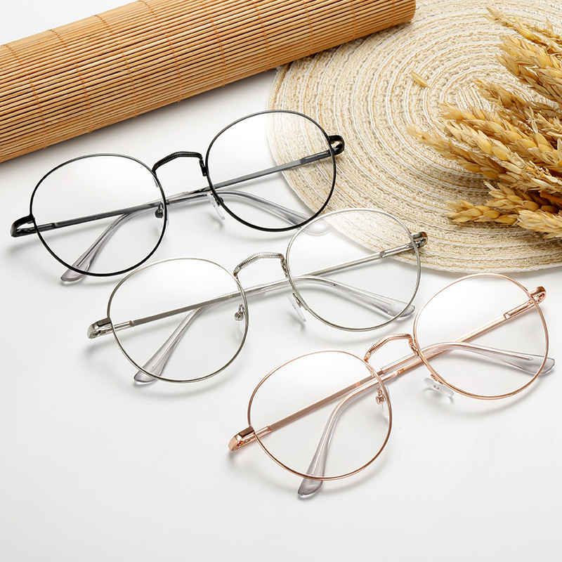 Picture of New Anti-Blue Light Glasses for Women Korean Style Metal Round Flat Frame Literary Retro Oval Frame Glasses for Men