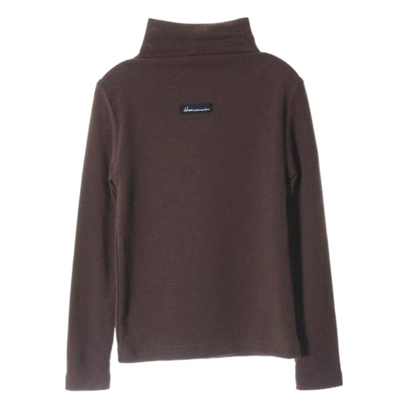 Girls' Bottoming Shirt 2025 Spring & Fall Pure Color Turtleneck T-Shirt Kidsren's Style Thickeneded Brushed Stretch Winter Top