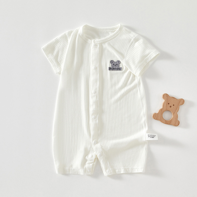 Picture of Baby Clothes Summer Thin Modal Boneless Single-breasted Short-sleeved Men's and Women's Baby Climbing Clothes Infant Jumpsuit