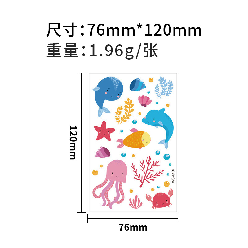 Picture of Spot Wholesale Children's Cartoon Original Tattoo Stickers Marine Animal Summer Tattoo Stickers Dolphin Shark Little Whale