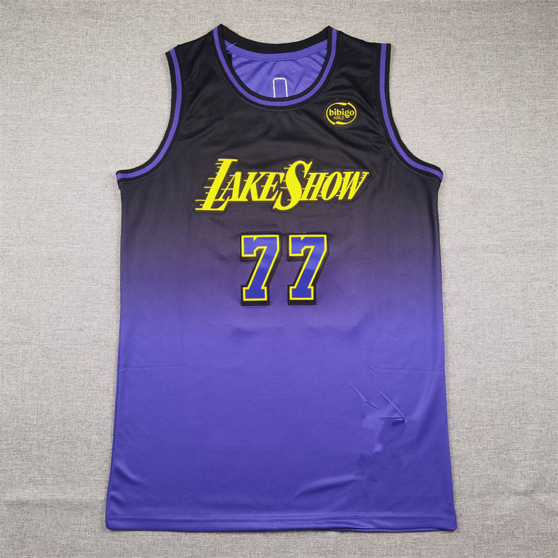 2025 City Edition Jersey Lakers No. 77 East Qiqi East Qiqi Purple City Edition Basketball Suit New