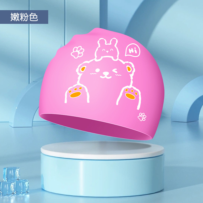 Picture of Adult silicone waterproof swimming cap boys and girls Universal silicone swimming cap increase head swimming cap factory direct sales
