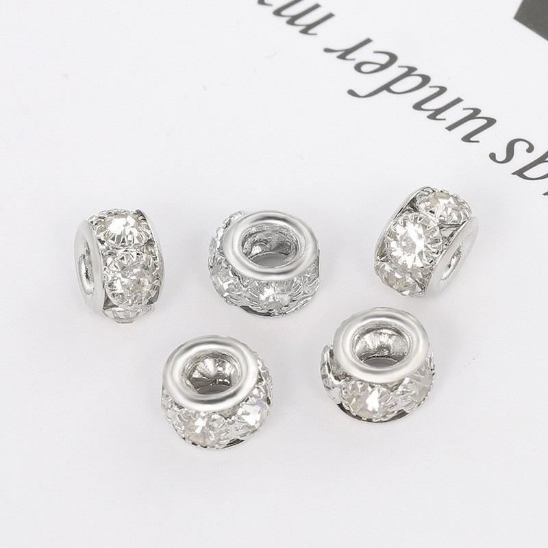 Picture of Copper Diamond Necklace Bracelet Bead Large Hole Bead Six Large Diamond Copper Bead Welding Drill Ring DIY Beaded Jewelry Accessories