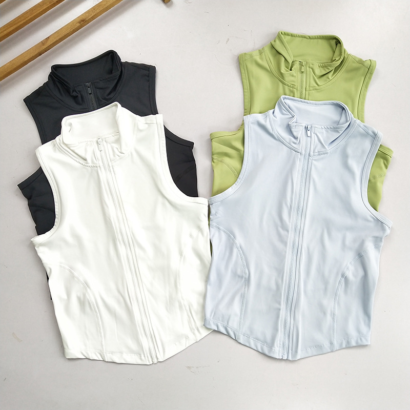 Zipper Vest Training Sports Vest New Style Outer Wear Gym Running Yoga Clothes Top Sleeveless T-Shirt Quick-drying