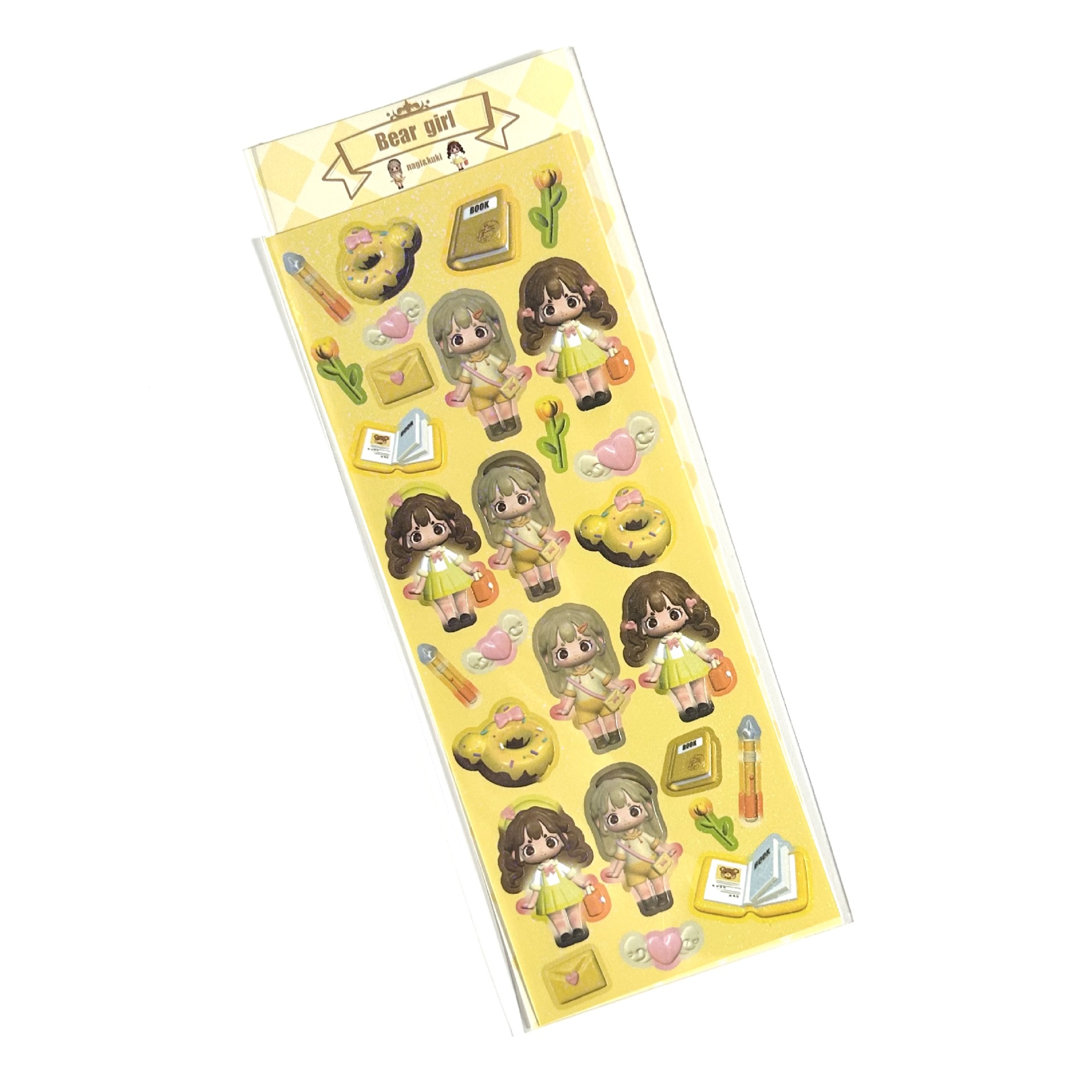 Picture of Coisini original 3d modeling little girl sticker ins Korean cute laser goo card hand account sticker wholesale