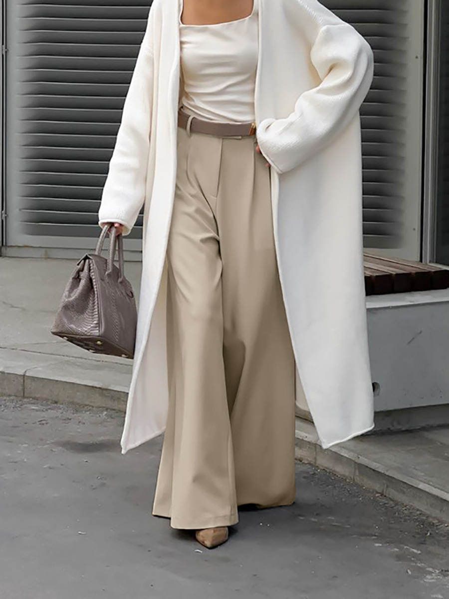 Casual khaki Fashion Elegant Wide Leg Pants Autumn and Winter New All-match Lazy Style Commuter High Waist Dress Pants Trousers