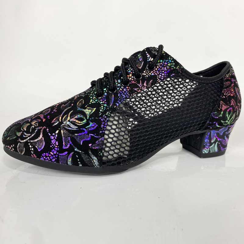 Picture of New Colorful Printed Latin Dance Shoes, Body Dance Shoes, Mid-Heel Sailor Dance, Ballroom Dance, Modern Dance Square Dance Shoes