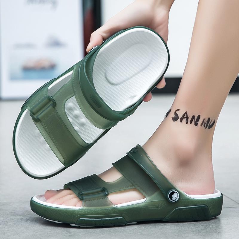 2024 Summer new fashion beach hole shoes outer wear non-slip soft bottom dual-use sandals men's sandals closed toe