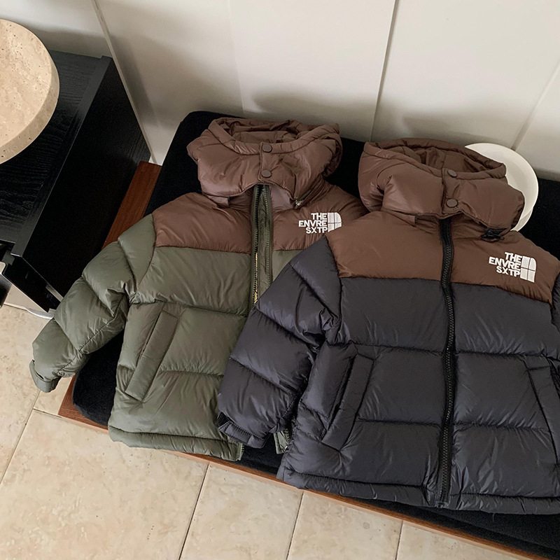 Children's Clothing Boys' Down Jacket 2024 New Style Winter Boys' Winter Clothing Western Style Thickened Hooded Coat Trendy