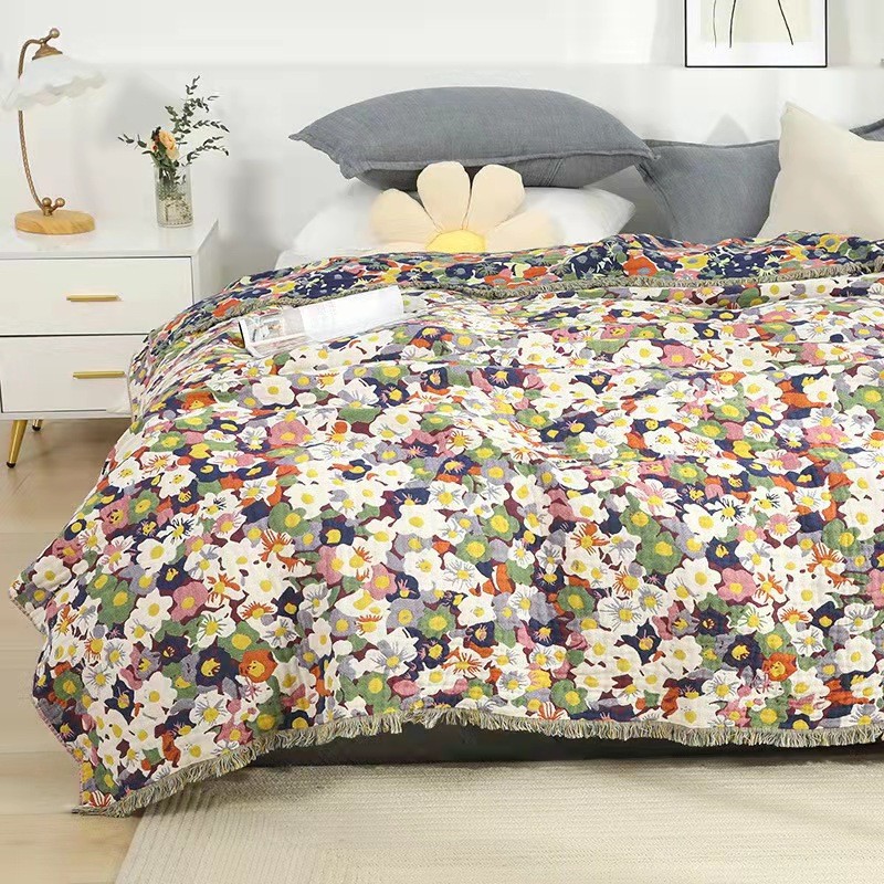 New gauze blanket cotton towel quilt pure cotton four seasons nap blanket single double air conditioning blanket bed sheet nap blanket