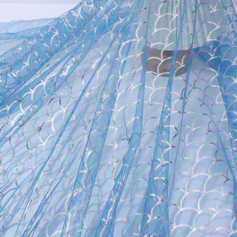 AliExpress Hot Selling Bronzing Fish Scales Digital Printing Mesh Fabric Colorful Fish Scales Mesh Fabric Garment Accessories Toy Props
