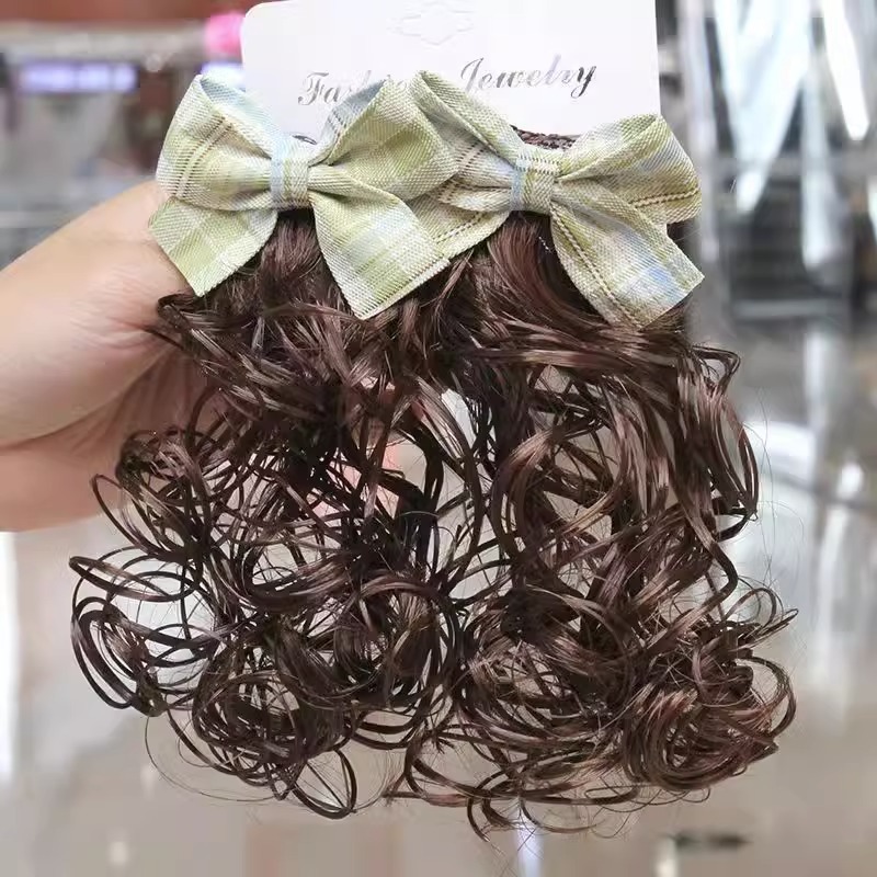 Picture of Children's Hairpin Headdress Little Girl Head Flower Cute Wig Braid Performance Bow Hairpin New Year's Eve Hair Accessories