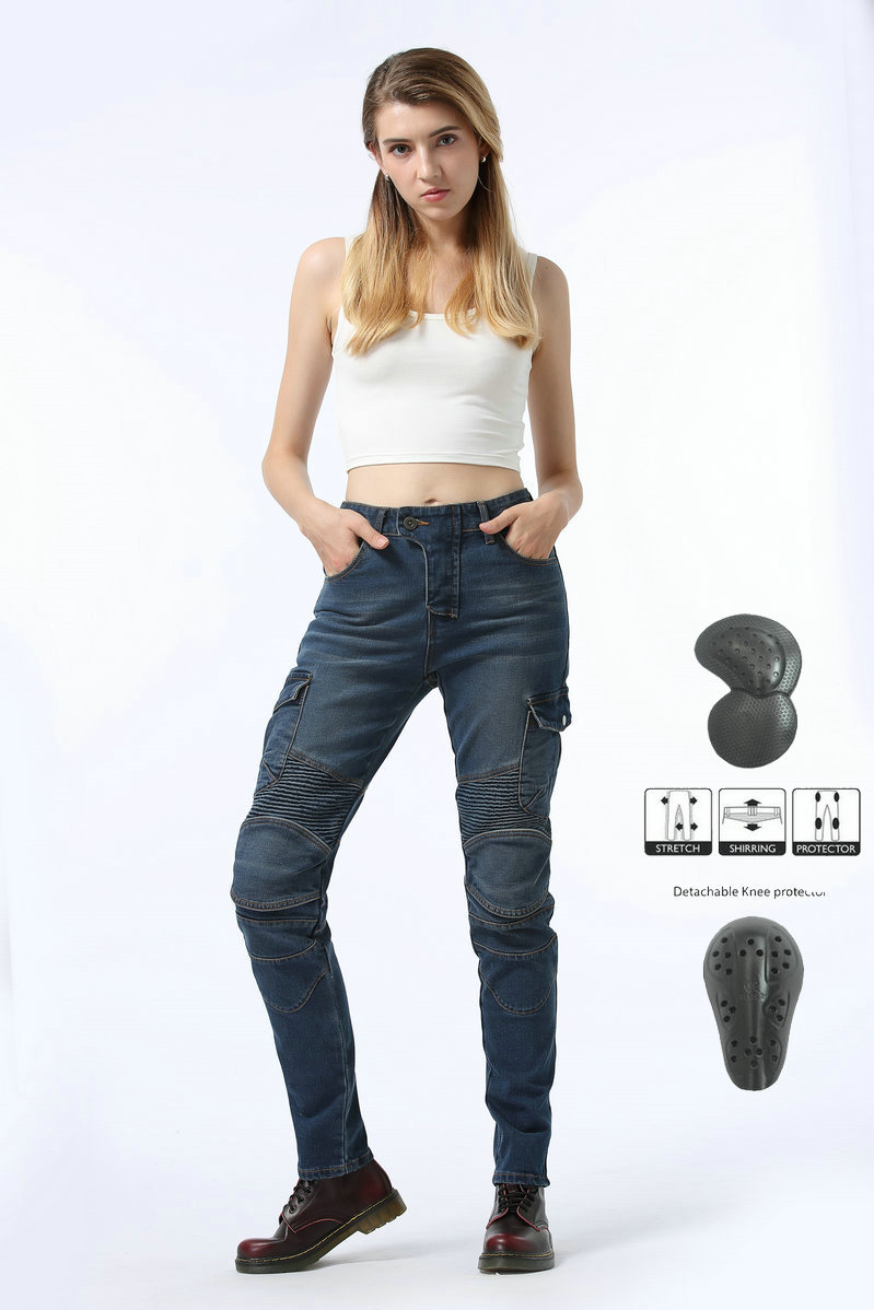 Picture of VOLERO casual multi-bag overalls motorcycle pants motorcycle jeans women's motorcycle racing cycling pants with protective gear