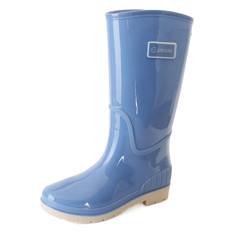 2025 New Solid Color Adult High Barrel Women's Rain Boots Non-Slip Waterproof Kitchen Work PVC Water Shoes for Women